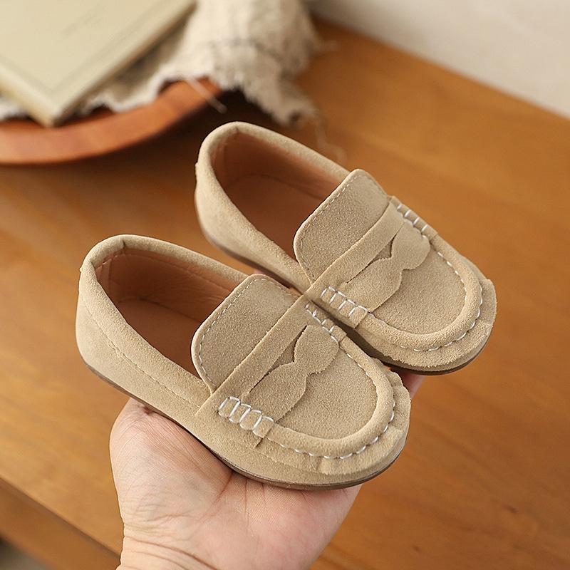 Modepojke Lädersko Enfärgad Mångsidig Barn Skola Causal Singelskor Andas Halkfria barn Slip-on Flat Loafers