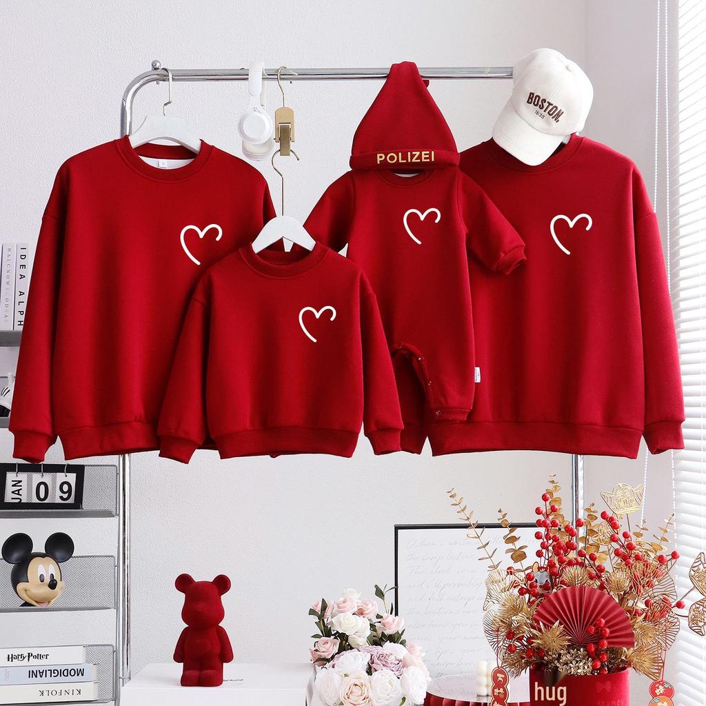 Luxury Family Winter Hoodie for New Year's 2026 - Parent-Child Outfits for Three or Four, Mother-Son, or Mother-Daughter.
