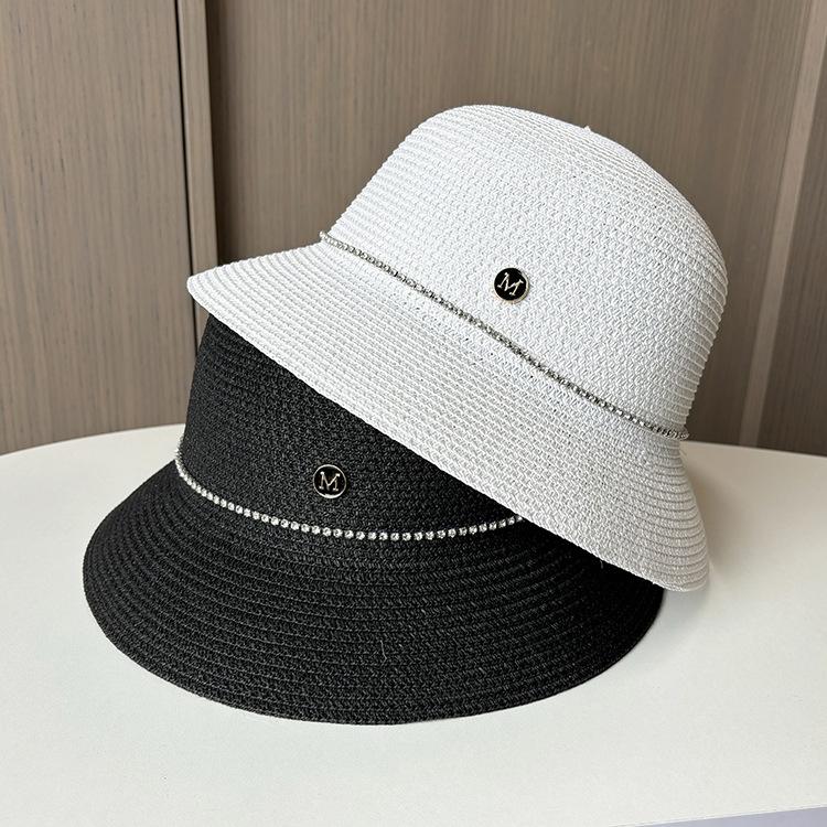 Spring and Summer British Retro M Standard Straw Hat Travel Vacation Sun Hat Women's Simple Casual Straw Weaving Sun Hat