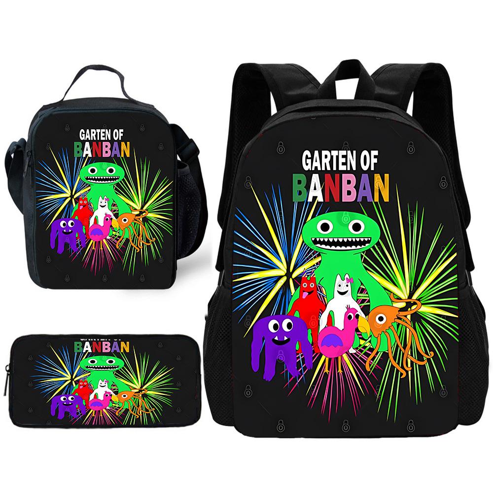 Child School Gartens of BanBans Game Backpack with Lunch Bags ,Pencil Bags ,School Bags for Boys Girls Best Gift
