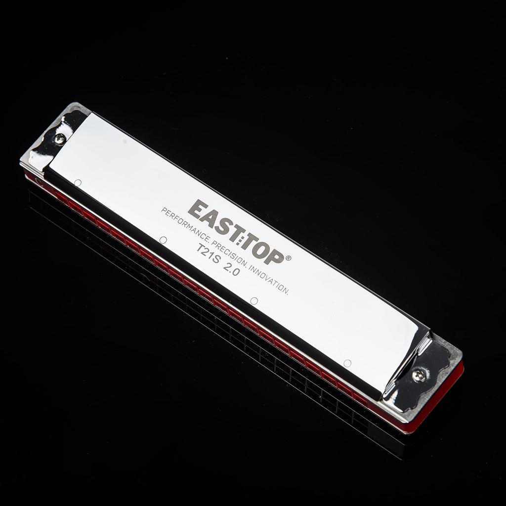 East Top 21 Hole Polyphonic Harmonica Suzuki Premium Humming C Key Stainless Steel High Airtight Cleaning Cloth Suitable for Gifts for Learning and