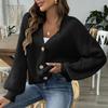Women Casual Short V Neck Button Cardigan Knit Sweater Outerwear