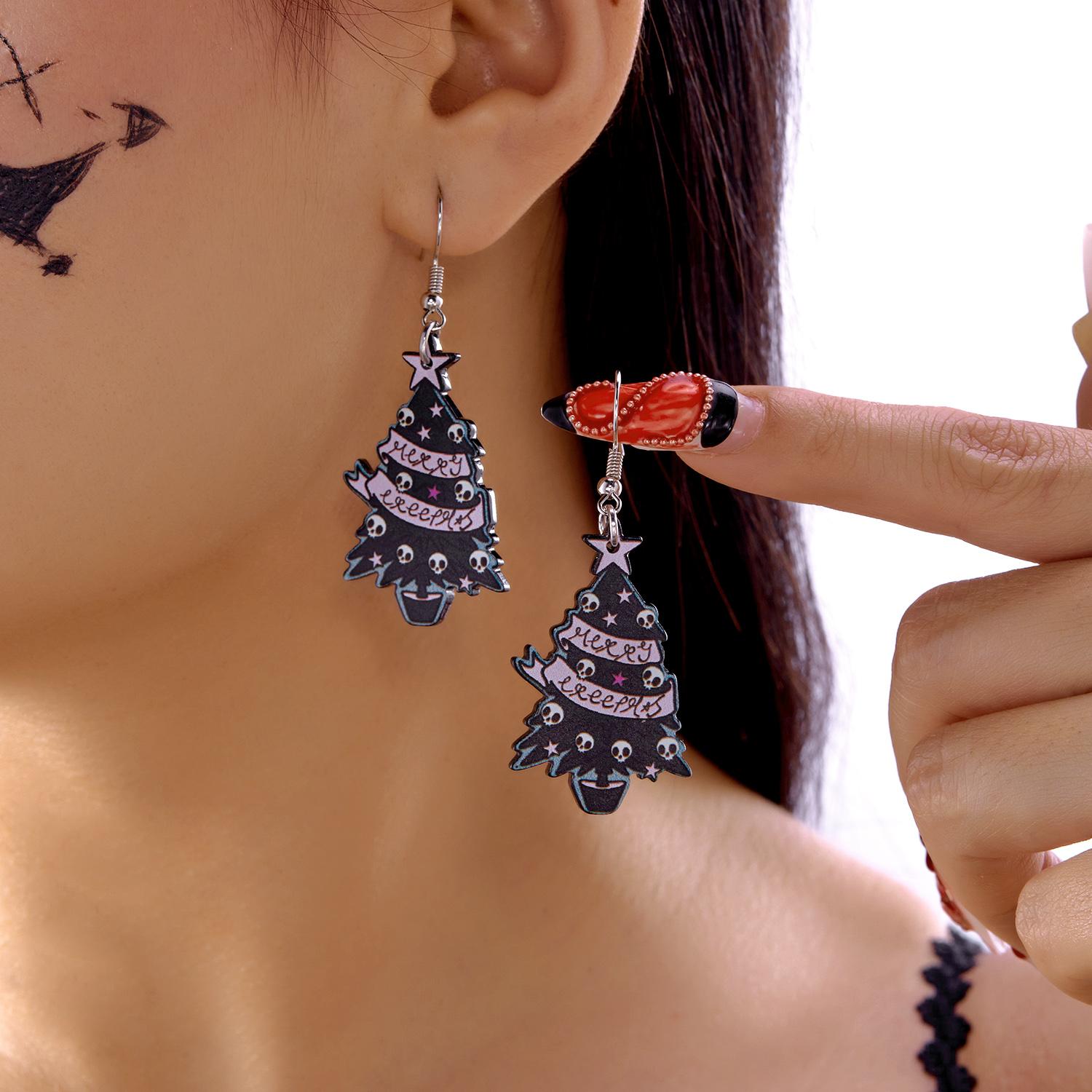 

Punk Halloween Ghost Earrings for Women Acrylic Cartoon Flower Drop Dangle Earring Cute White Ghost Holiday Jewelry Gifts