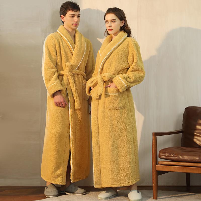 Mens & Womens Luxurious Extra Long Fleece Bathrobe - Thick, Plush, Plus Size Autumn/Winter Pajamas for Couples
