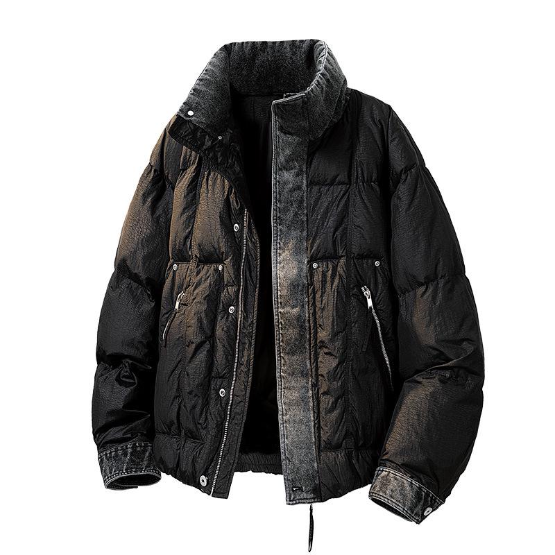 LEE Collaboration Men's Winter Denim Patchwork Down Jacket, 90% Down.