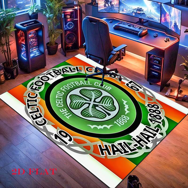 Celtic Football Club Tappeto per Soggiorno Camera da Letto Casa Decorazione Divano, Tappetino Antiscivolo per Giochi Bambini
