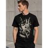 Men's Black Short Sleeve T-Shirt with Vintage Tattoo Graphic, Crew Neck, Soft Cotton Feel, Edgy Streetwear Style for Casual Daily Wear