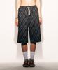TONSIL Vintage Check Elastic Waist Bermuda Pants Navy