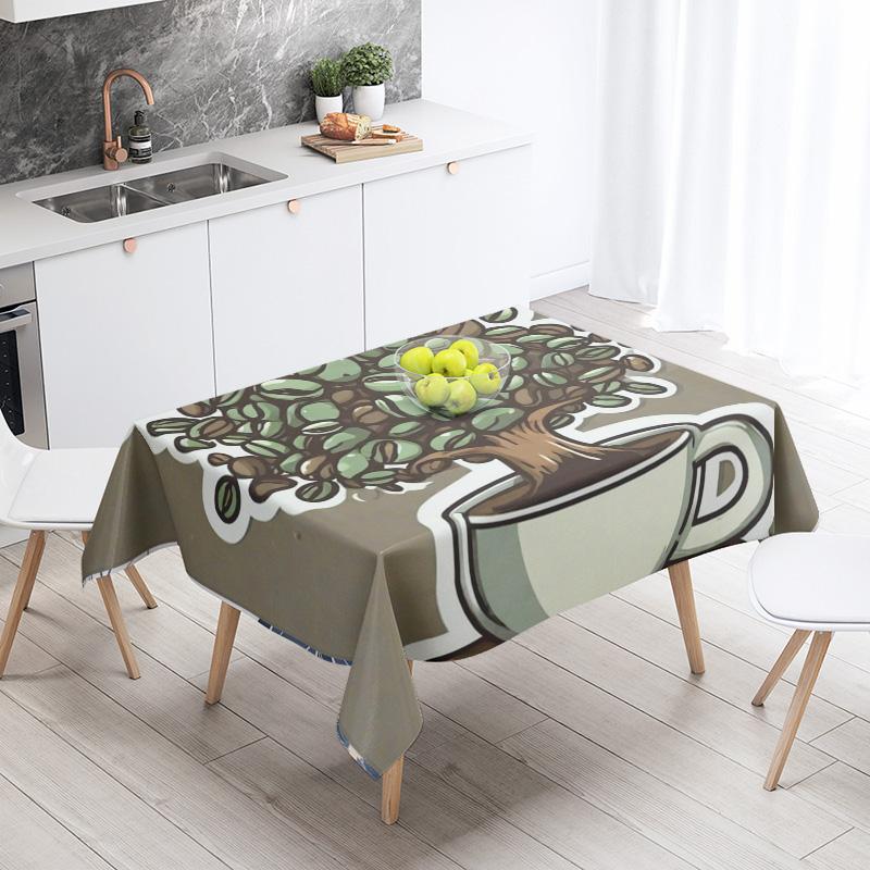 Abstract Art Food Illustration Tablecloth Oil-proof Tablecloth Waterproof Picnic Fabric Nordic Home Decoration