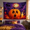 Dark Halloween Pumpkin Tapestry Big Spider Web Maple Leaf Autumn Night Wall Hanging Bedroom Dorm Holiday Decor Cloth