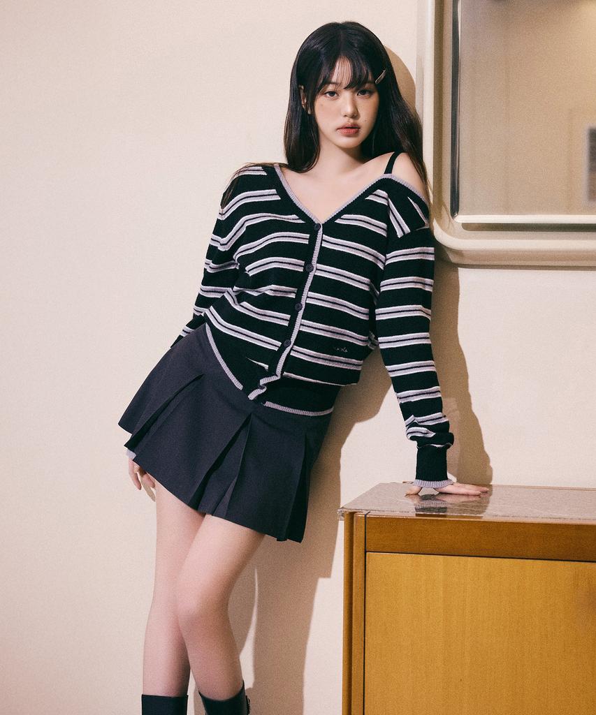 Lora Lora Pleats Mini Skirt Charcoal