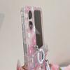 For Oppo Find N2 Flip 5G Case Flower Pattern Printing PC Phone Cover with Flower Charm Chain