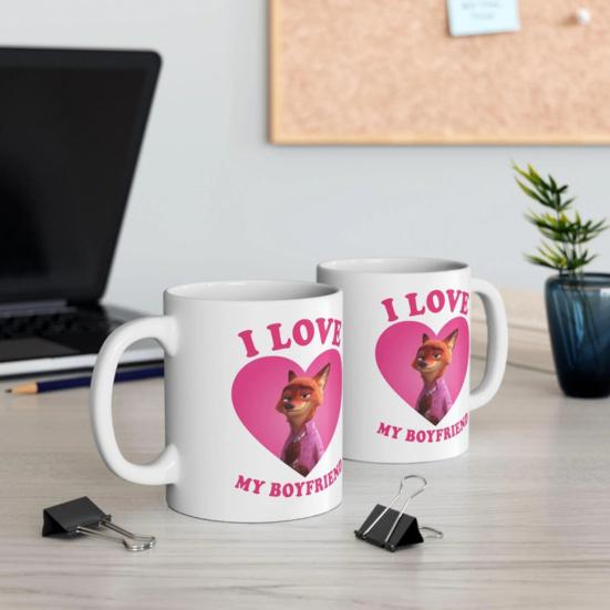 Jag älskar min pojkvän/flickvän mugg Zootropolis Nick Fox Judy Rabbit par keramisk kaffekopp hjärtdesign par te varm chokladmugg