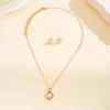 IF ME 3Pcs/Set Zircon Imitation Necklace Earring for Women Elegant Geometry Gold Color Jewelry Set Fashion Party Gift