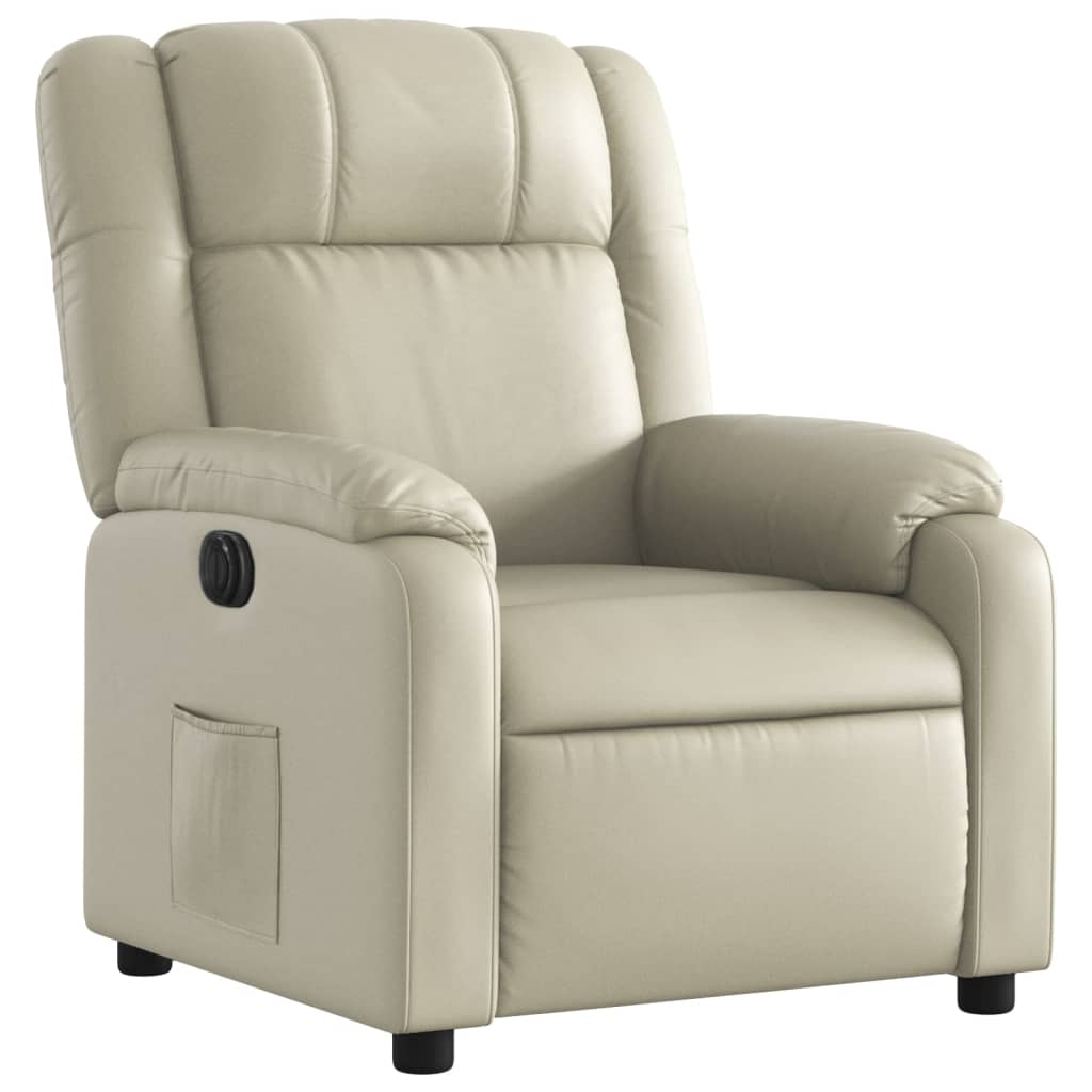 Electric Recliner Chair Cream Synthetic Leather