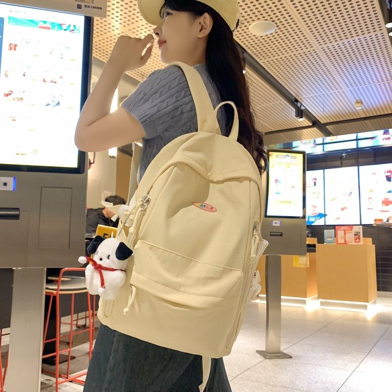 Corduroy Schoolbag Solid Color Student Backpack For Men And Women