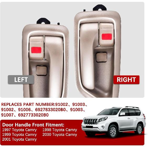 FAERSI 2Pcs Ide Interior Door Handle Front Rear Driver & Passenger Side Replacement For 1997 1998 1999 2000 2001 Toyota Camry Beige/Tan