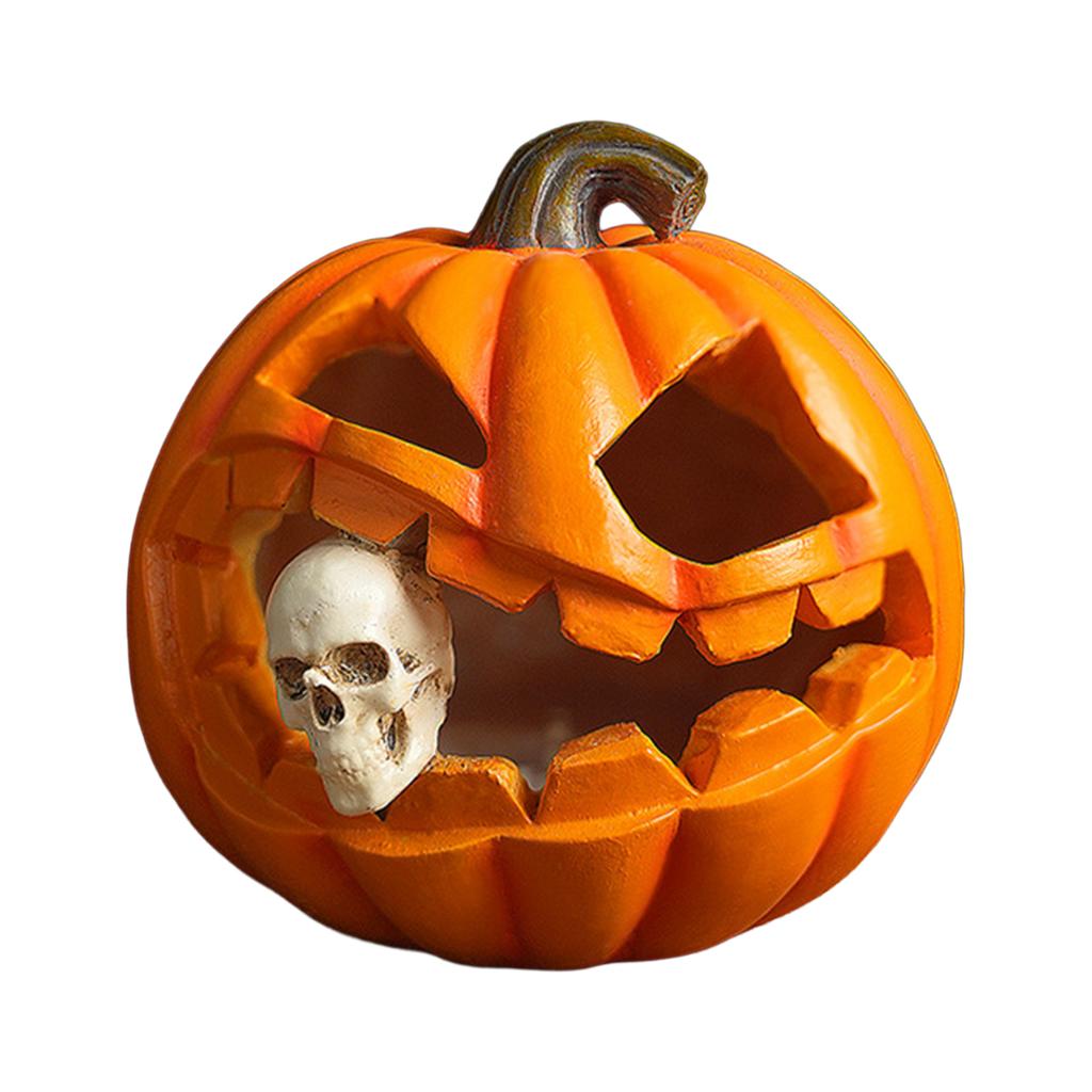 Halloween Pumpkin Ghost Skull Resin Decor Vintage Tabletop Sculpture for Spooky Party Home Office Garden Decoration