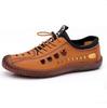 Sandals for Men Spring Summer Men's Casual Hollow Breathable Leather Shoes with Non Slip Soft Sole