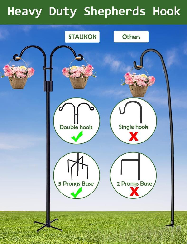 Rust-Proof Iron Shepherd Hook Double Garden Bracket