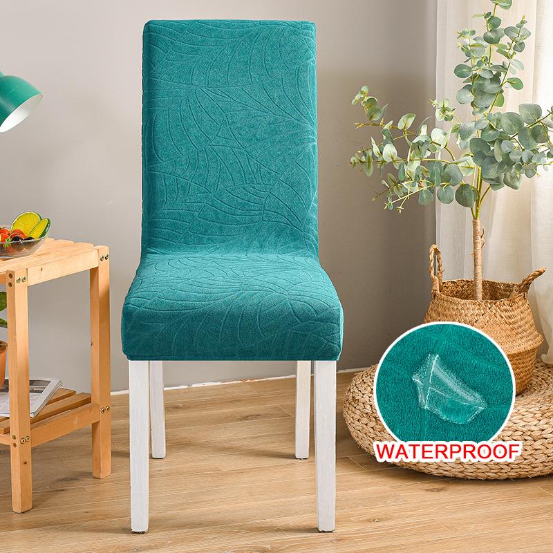 Waterproof Jacquard Chair Cover For Dining Room Thick Fabric Chair Slipcover Protector Washable Seat Cover For El Banquet 1Pc
