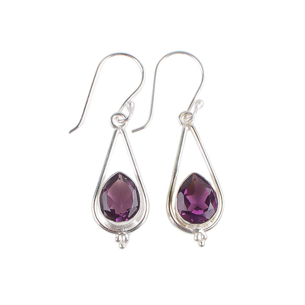 Amethyst Gemstone 925 Sterling Silver Jewelry Handmade Earrings For Women Gift EE-14-3