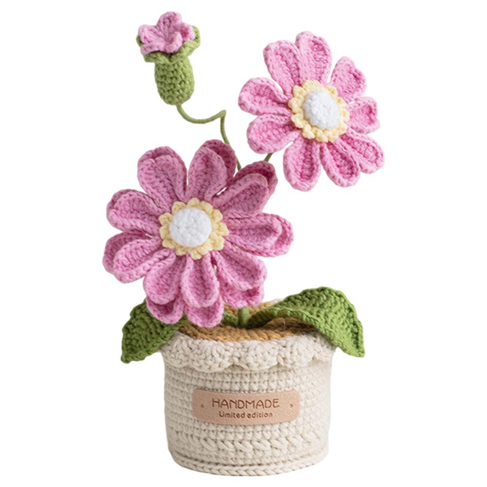 Knitted Flowers Decorations Decorative Crochet Flowers Potted Plants Knitted Artificial Flowers for Party Favors