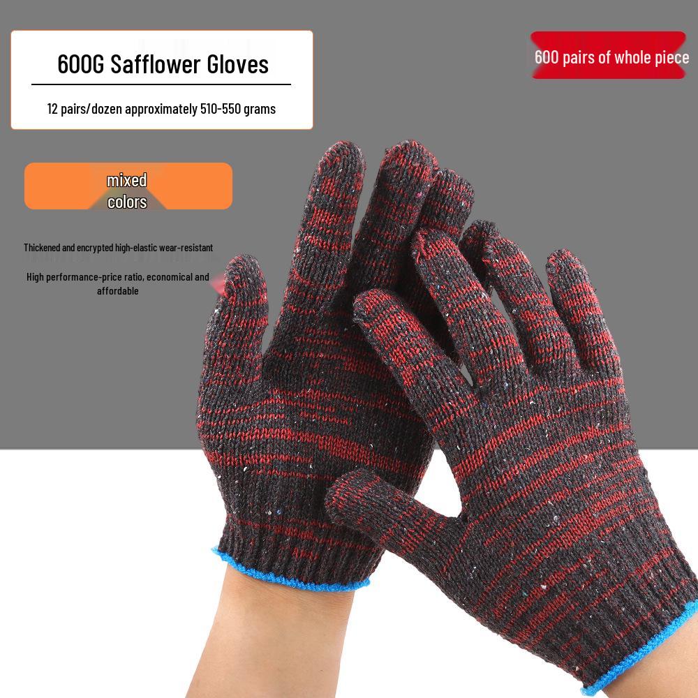 Dirt-Resistant Black & White Flower Thickened Work Gloves, Wear-Resistant Pure White Labor Protection Gloves