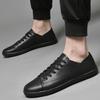 Fashion Men Casual Shoes High Quality Men's Designer Flat Shoes Genuine Leather Black Sneakers Man White Fashion Leisure Walk Sneakers