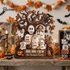 Spooky Party Decorations Halloween Ghost Family Wooden Plaque, Pumpkin Couple Tabletop Sign, Wood Table Ornaments Farmhouse Home Ornament for