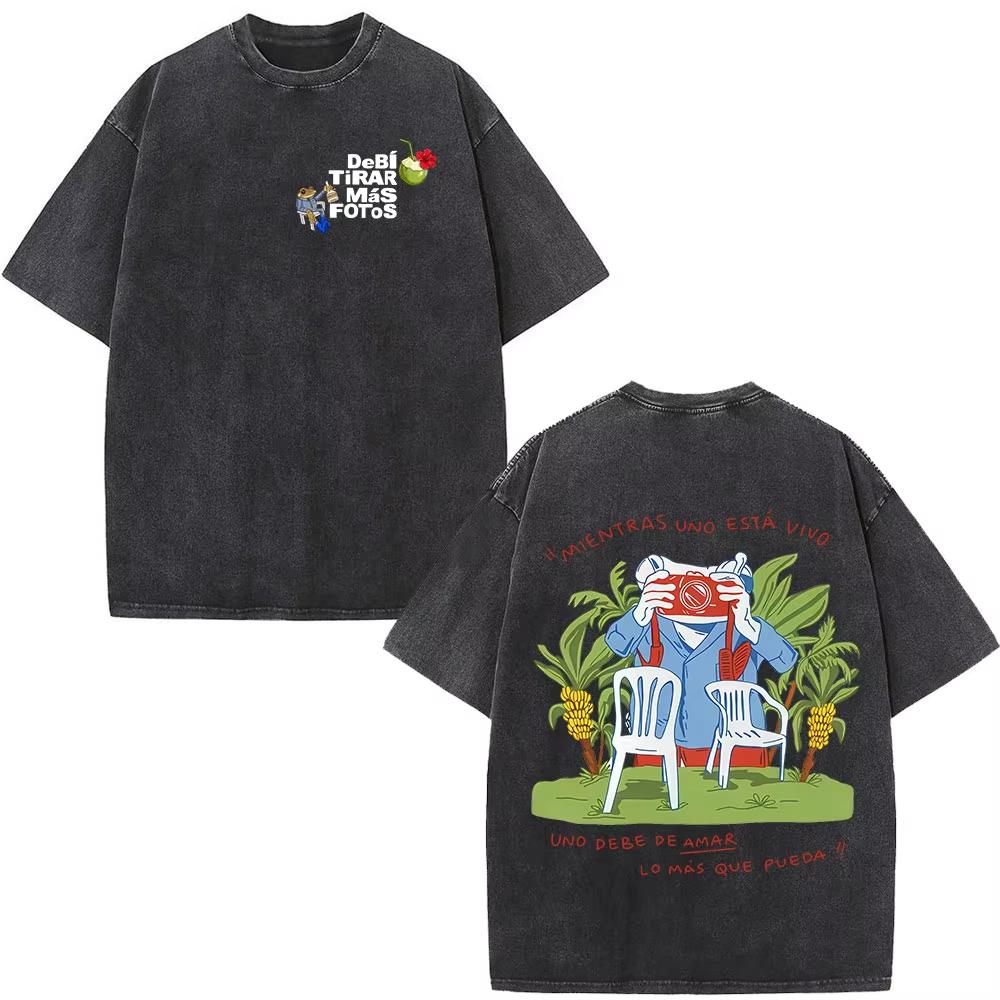 Lucky starfish Top Rapper Bad Bunny Debi Tirar Mas Fotos DTMF Album Washed Vintage T-shirts Herenmode Hip Hop Korte Mouwen T-shirts Streetwear XL