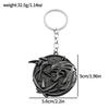 Vintage Wolf Head Keychain Game Geralt Of Rivia Medallion Wolf Metal Pendant Keyring For Men Car Accessories Gifts