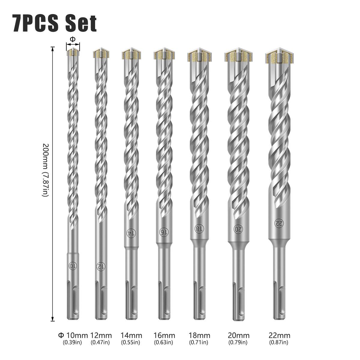 

Крестовое сверло Сплав Электрическая ударная дрель Бетон Сквозное отверстие Сверло Ударное сверло, Сверло для отверстий в стене, Сверло для электрической ударной дрели 7 Set 210mm Round Shank Cross Bit