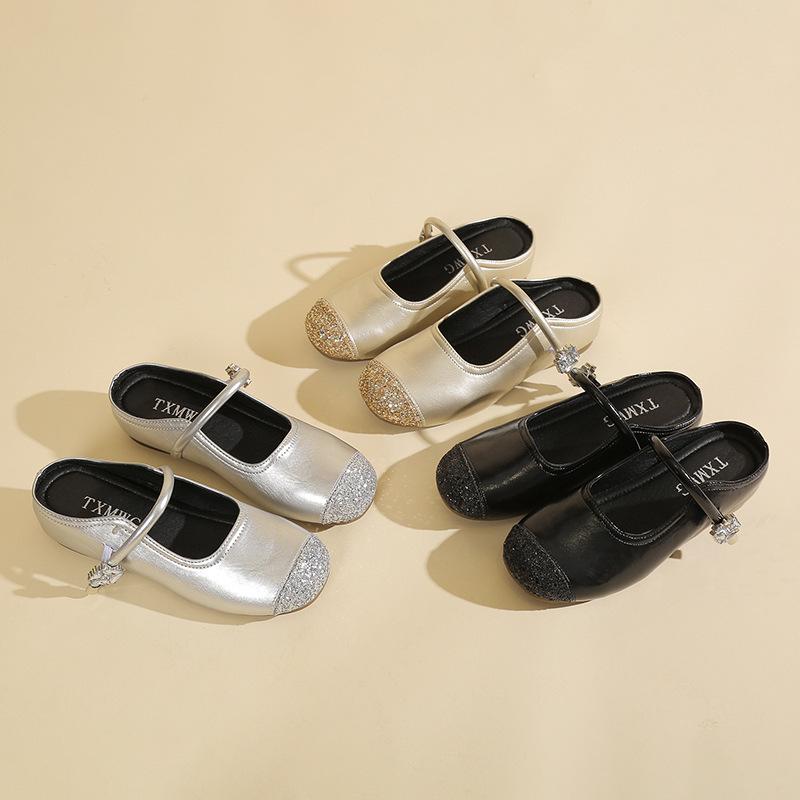 Outer slippers women's 2025 new summer flat bottom inner height increase half slippers soft-soled sandals silver Mary Jane women's shoes