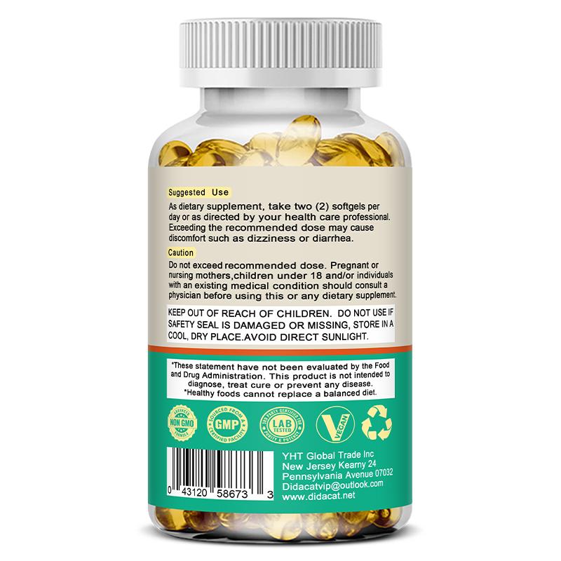Fischöl 2000 mg Nahrungsergänzungsmittel, Premium Omega-3-Formel, 120 Weichkapseln pro Flasche