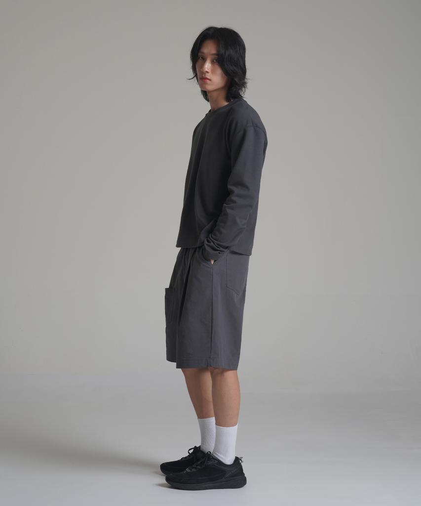 Noming Loose Fit Cropped Easy Long Sleeve - Charcoal