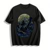 Halloween Moon Night Spooky Pumpkin Portrait Print Casual Long Sleeve Tee Pure Cotton T-shirt