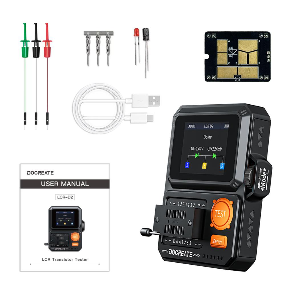 LCR-D2 High-Precision Transistor Tester with IR Decoding Intelligent Auto Recognition LCR Meter 400mAh Transistor Testing Tool