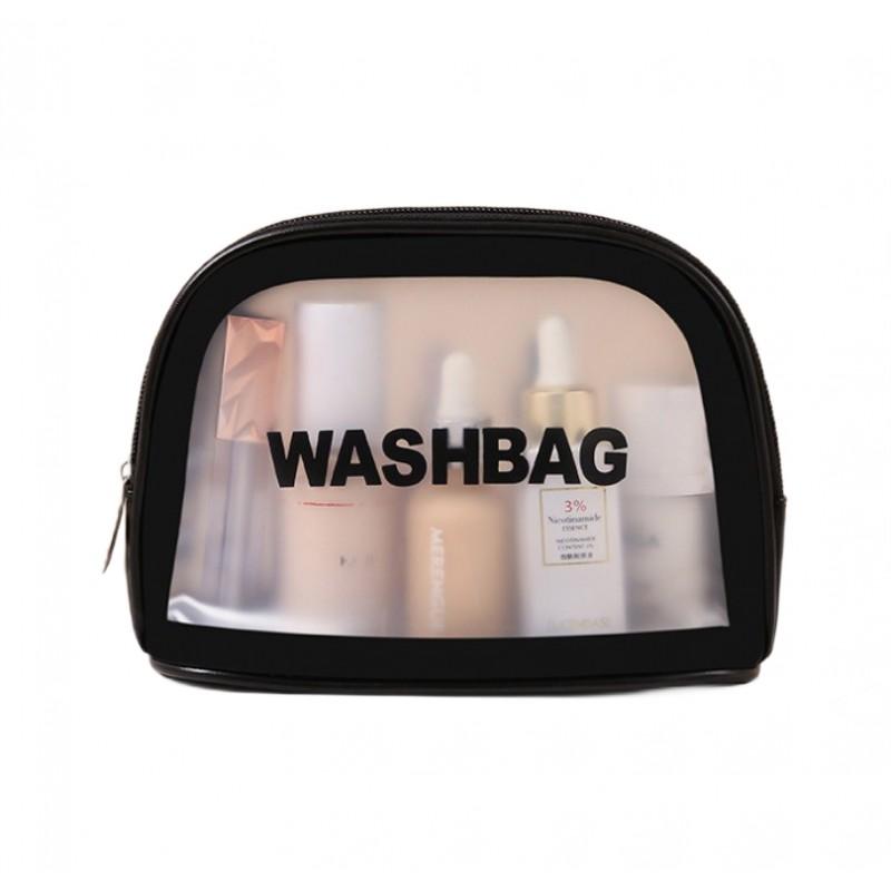 Black Folding Washbag Cosmetic Case Travel Organizer for Women