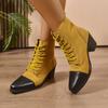 Women's Fashion Hundred Soft Elastic Comfortable Ankle Boots Shock Absorbing Anti-slip Casual Sports Lace-up Martin Boots