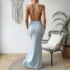 2026 spring and summer sweet floral suspender dress halterneck backless slim long skirt seaside vacation dress