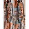 Gradient Print V-Neck Sleeveless Top Women Soft Cotton Blend Loose Fit Breathable Casual Tank
