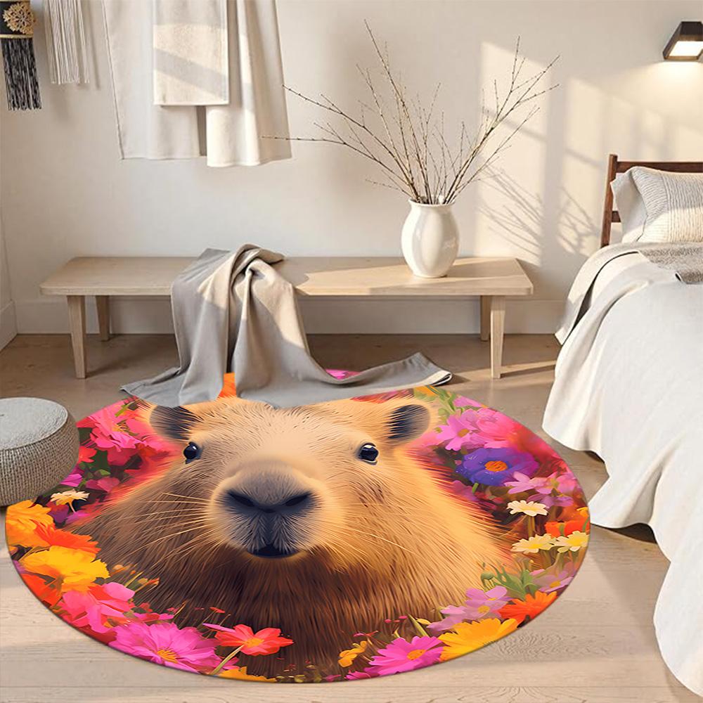 Capybara1 Round Area Rug Design for Kitchen Living Rooms Entryway Decorate room Antislip Round Carpet Office home decor Wedding Party Gift