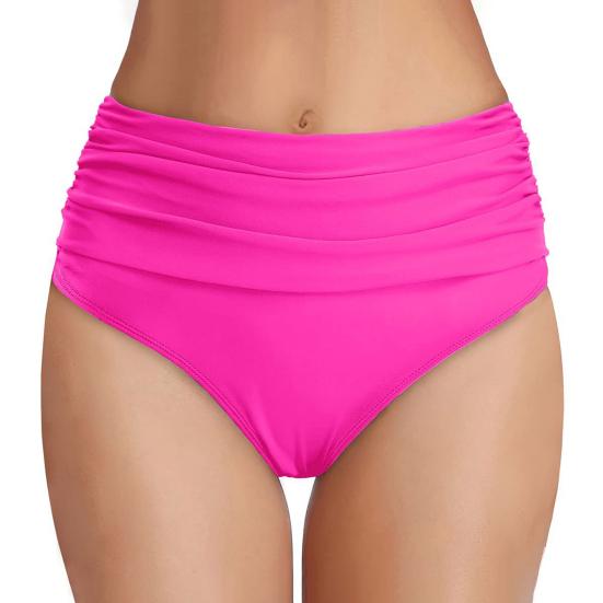 High Waisted Bikini Bottoms for Women, Tummy Control Swimming Trunks, Flexible Fit Ruched Detailing Beach Shorts Swimwear