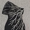 Elegant Handmade Beaded Off-the-Shoulder European & American Bandage Evening Dress