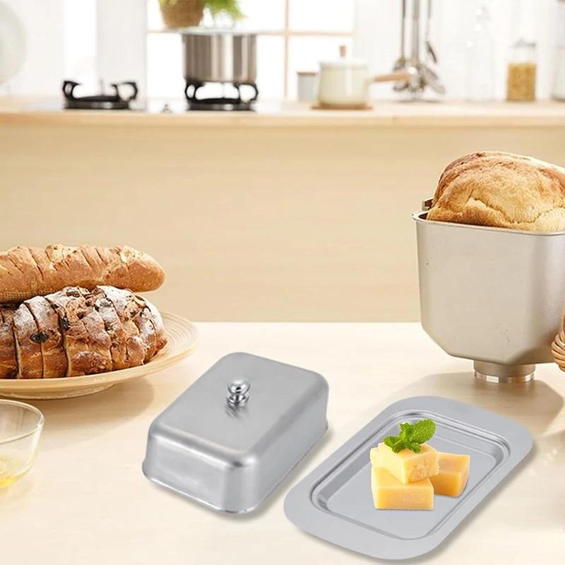 Butter Dish, Stainless Steel Butter Dish with Lid - Solid Cheese/Butter Container - Butter Cheese Kitchen Cooking Storage Box