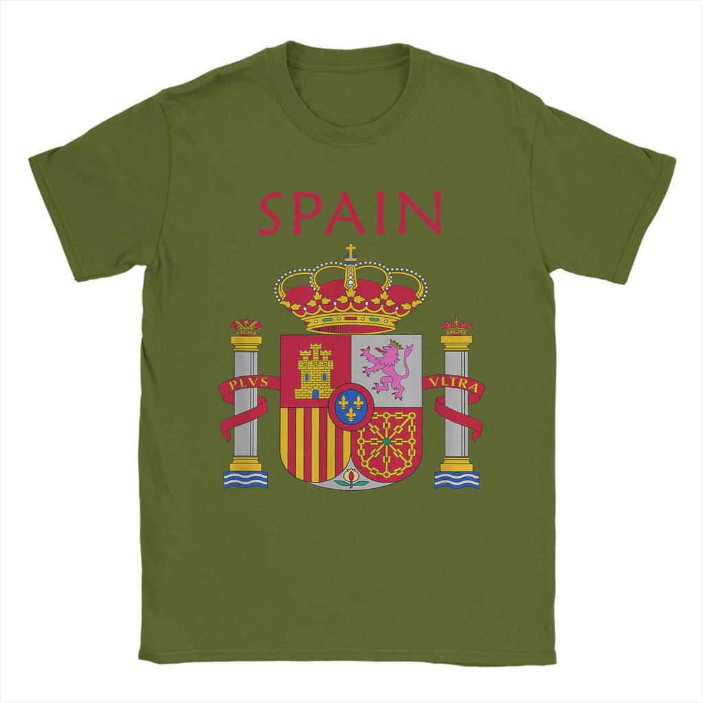 Unique SPAIN Flag TShirt for Men Crew Neck Pure Cotton T Shirt Short Sleeve Tees Plus Size Clothing