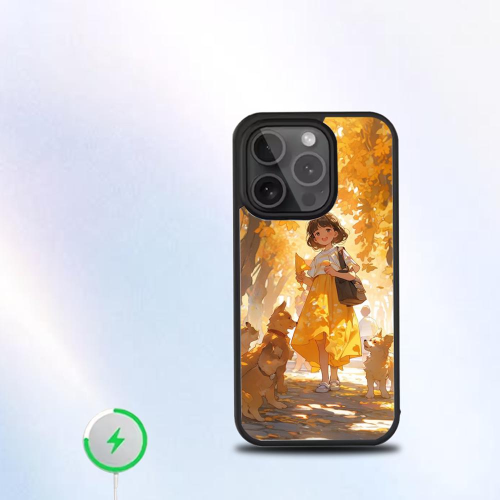 

Cute Kid Girl Dog Phone Case For IPhone 16 15 14 13 12 11 Pro Mini Max Soft Magnetic Cover iphone14plus