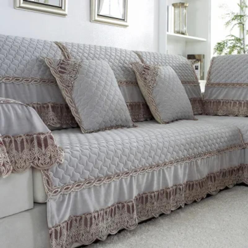 

Чехол на сиденье дивана в европейском стиле для гостиной, универсальный для четырех сезонов, комбинированный, кружевной, из плюшевой ткани, нескользящий, королевский чехол для дивана 40x70cm Hand towel