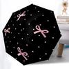 1 Stück Polka Dots Rosa Schleifen Automatischer Faltregenschirm - Tragbares faltbares Design, 8-Speichen-Eisenrahmen, Strapazierfähiges Gewebe yy251125022